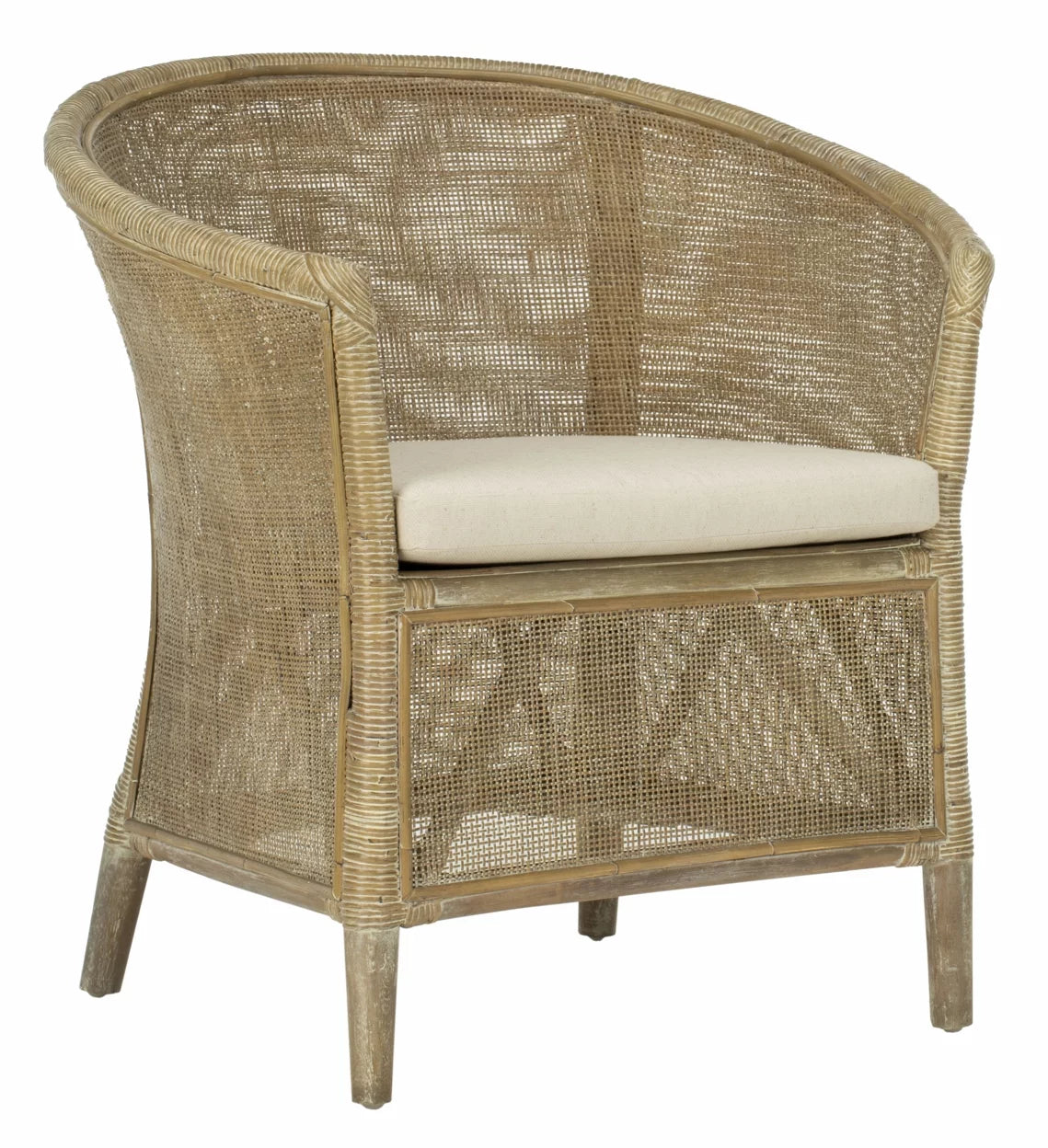 Grey White Wash Rattan Arm Chair S753234