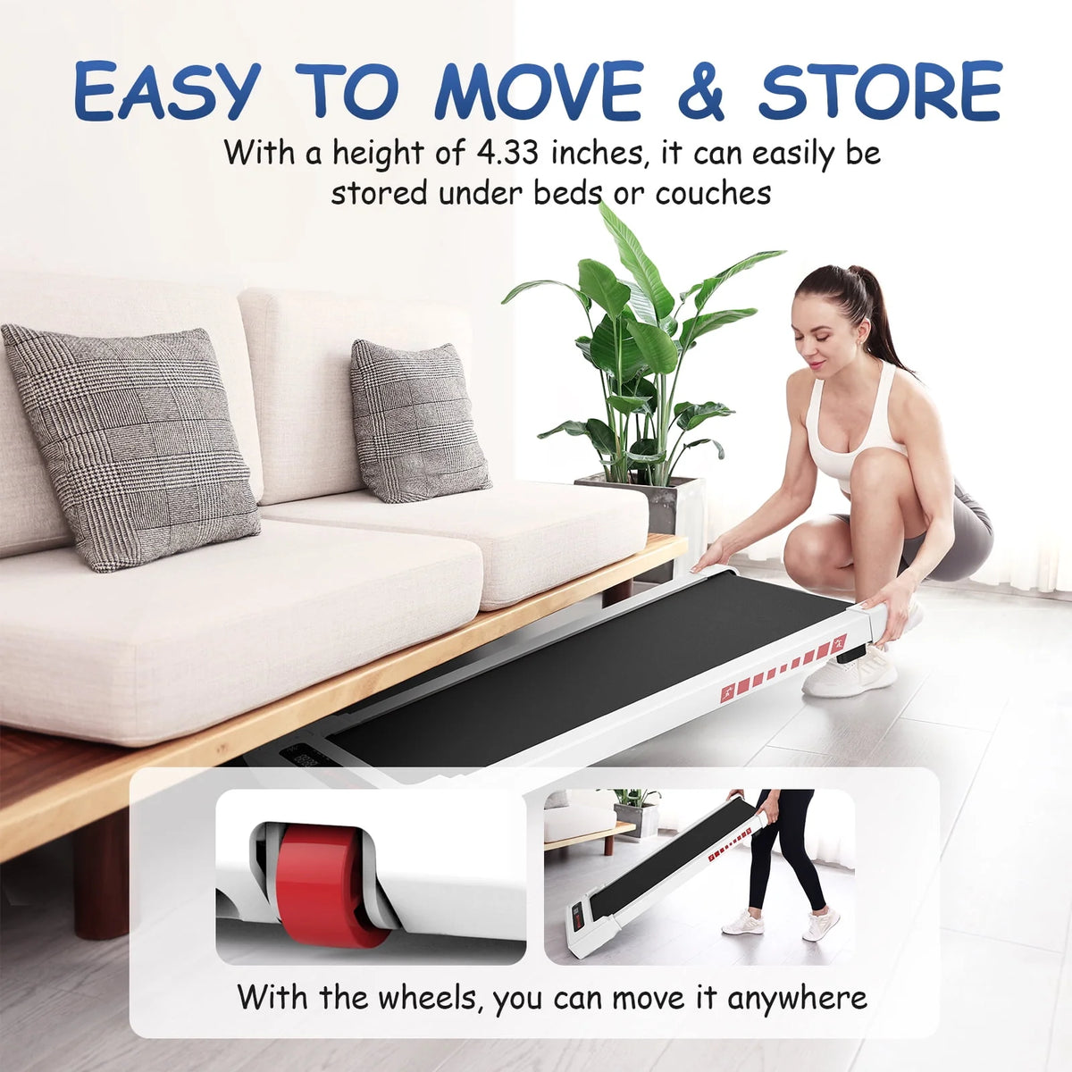 White 2.25HP Portable Mini Treadmill C14700
