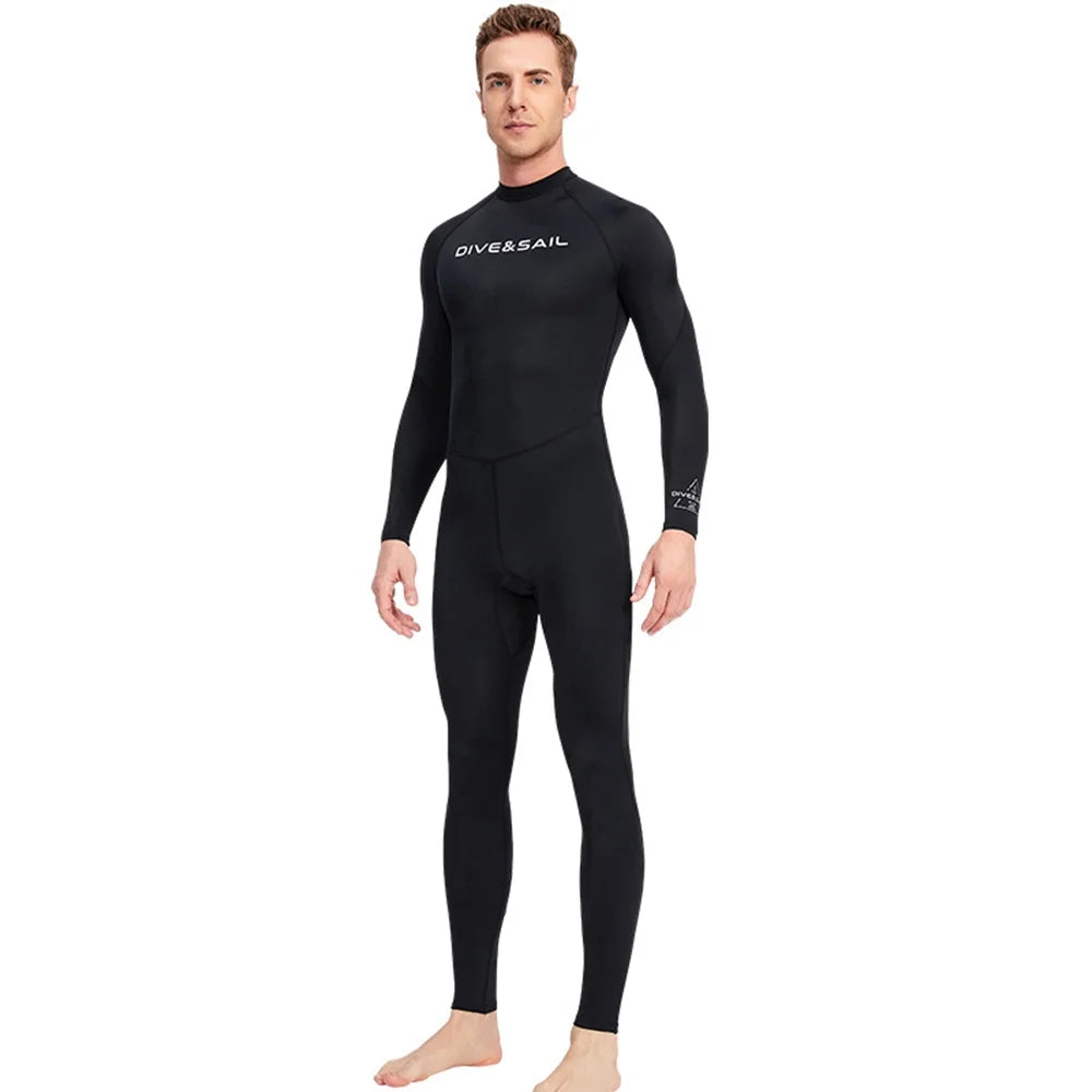Men One Piece Swimsuit with Back Zipper Quick Dry Long Sleeve Surf Suit L21818