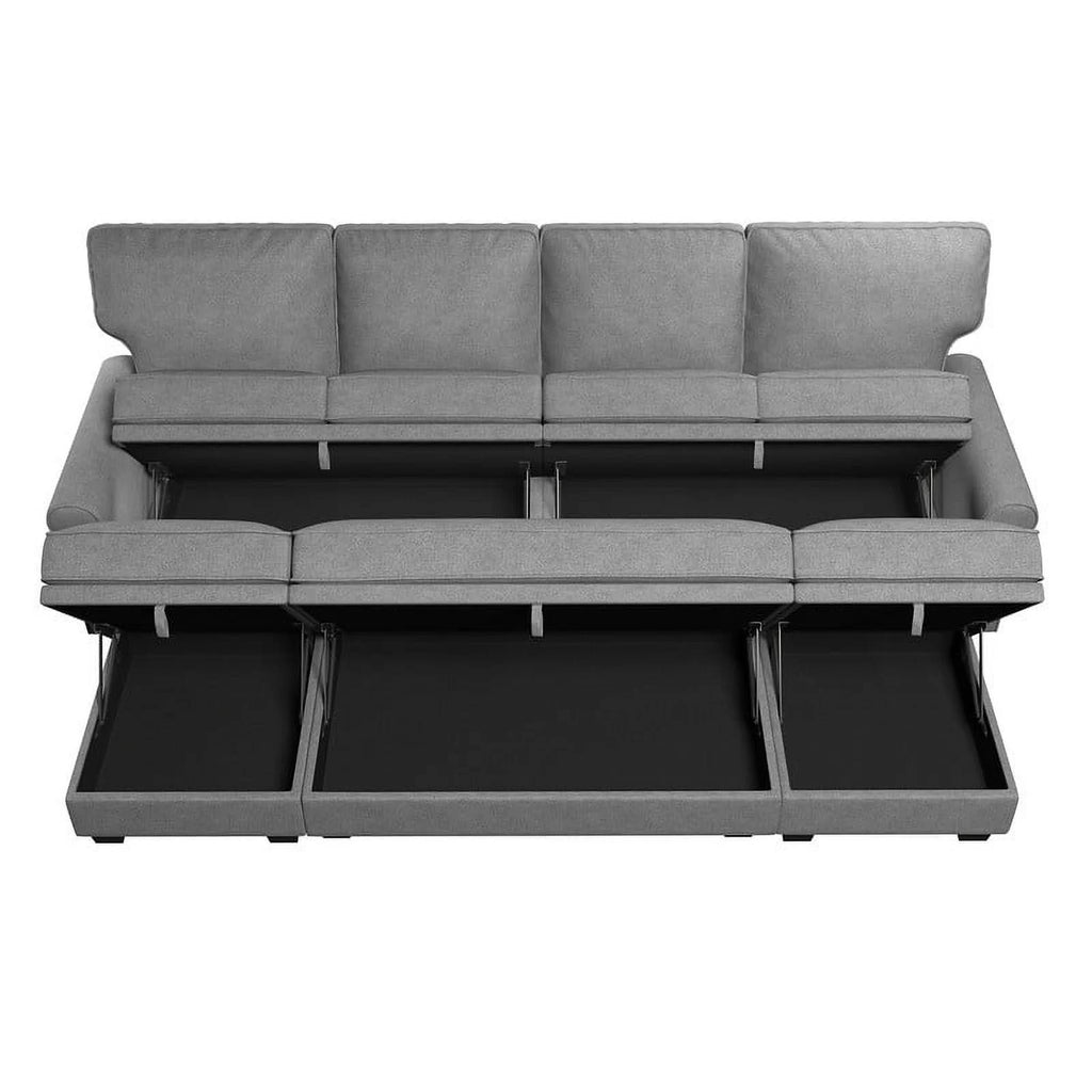 Dark Grey Convertible Sleeper Sectional Sofa with Storage and Chaise G38161