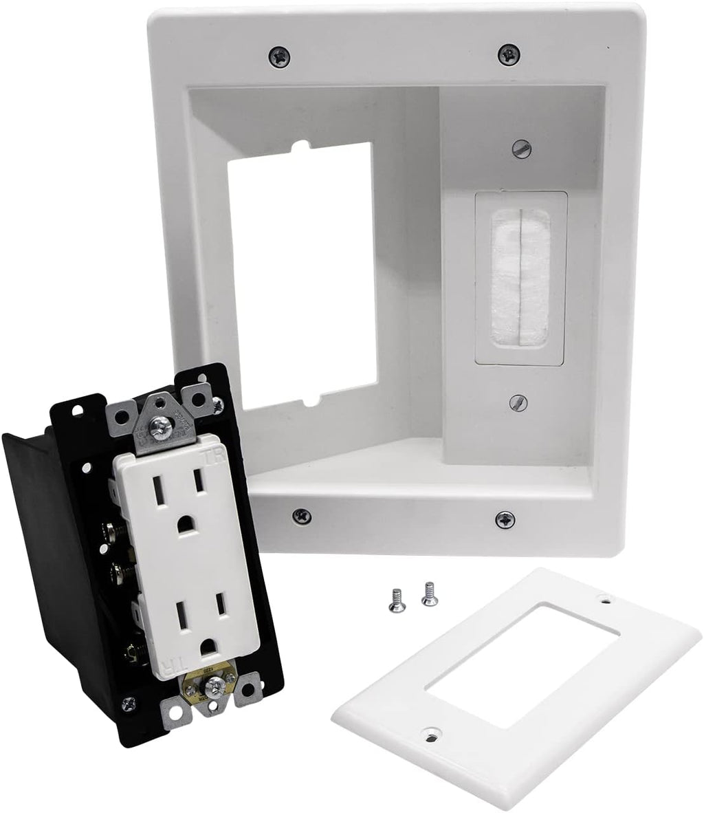 125V Wall Mount TV Power Outlet with Brush Wall Plate X591445