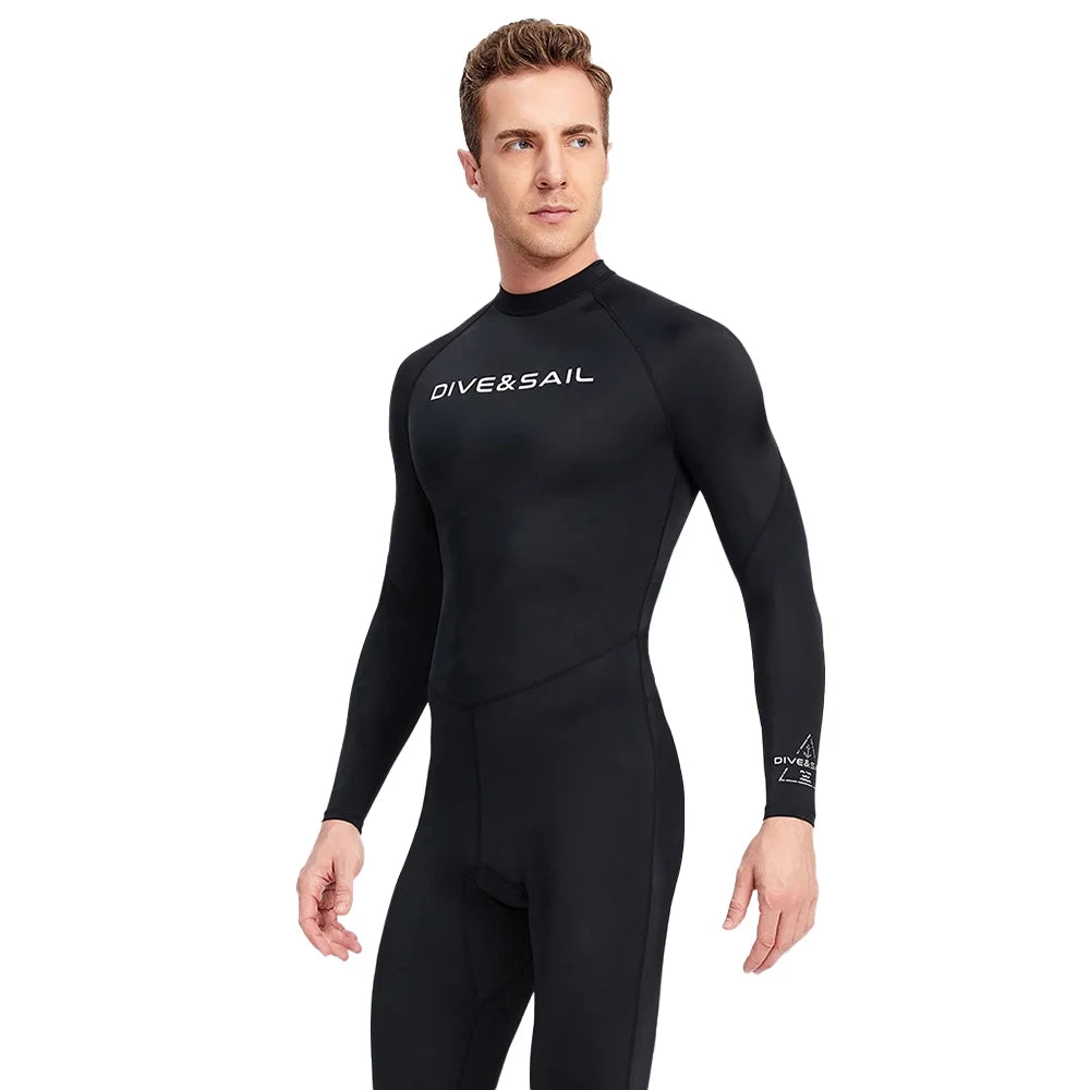 Men One Piece Swimsuit with Back Zipper Quick Dry Long Sleeve Surf Suit L21818