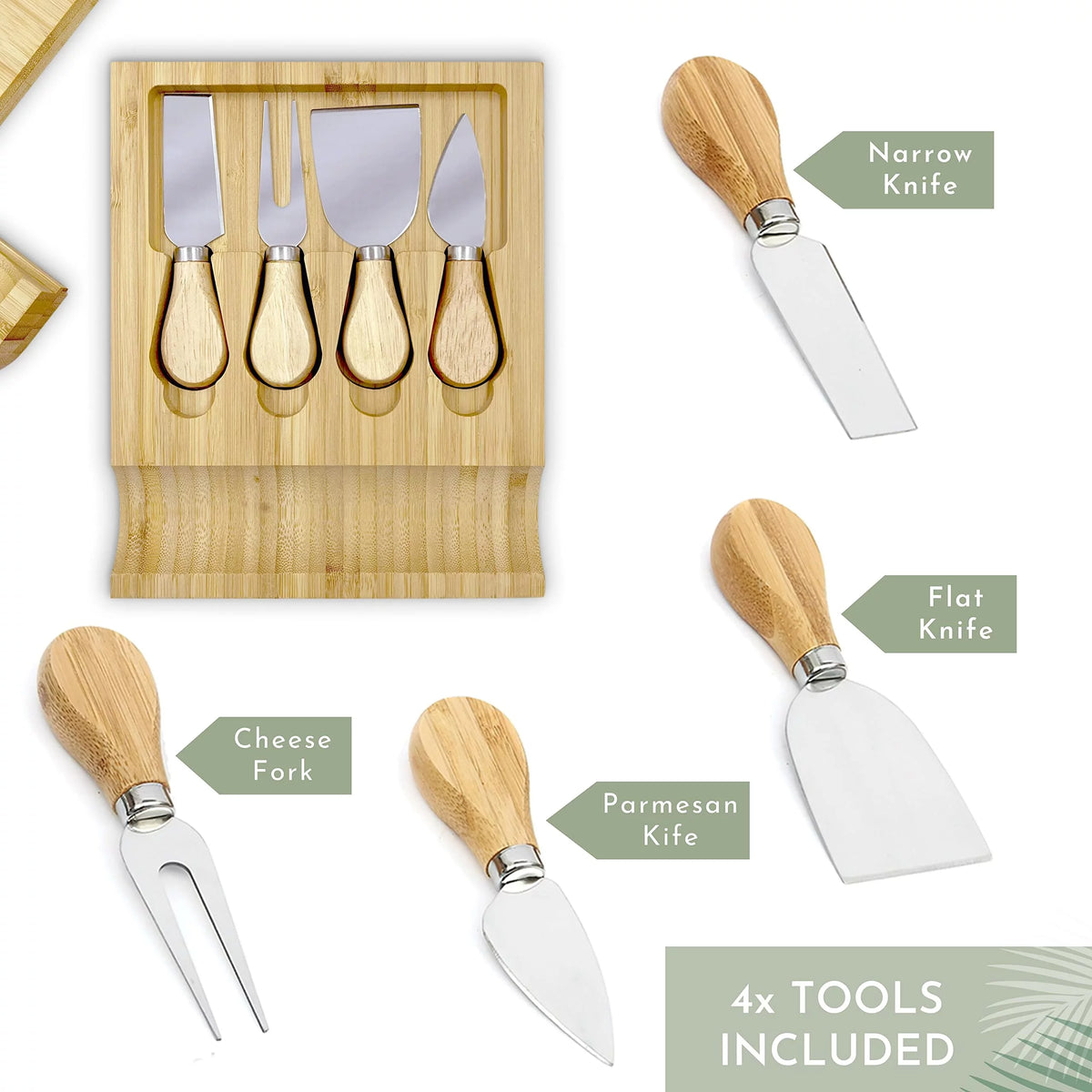 Bamboo Cheese Board and Knife Set H39852