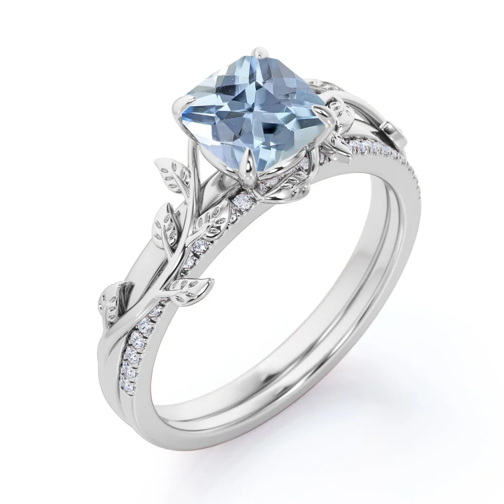 18K White Gold Plating over Silver Bridal Ring Set P102