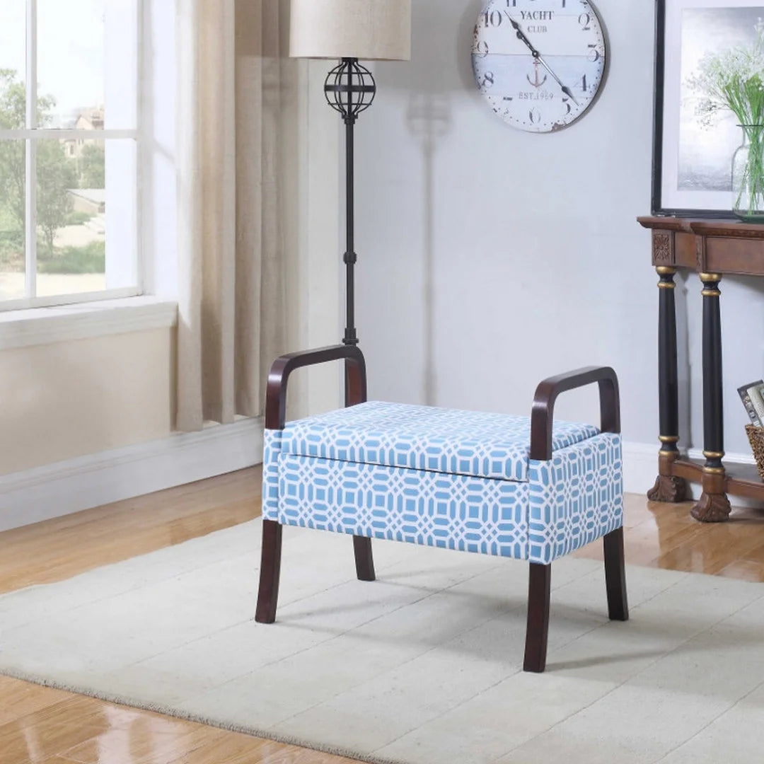 Monochrome Print Wooden Vanity Storage Seat M151