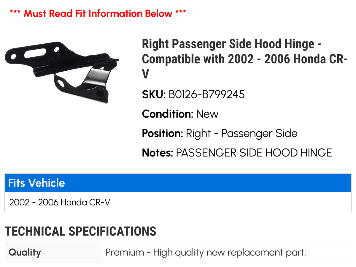 Hood Hinge for 2002-2006 Honda CR-V I219